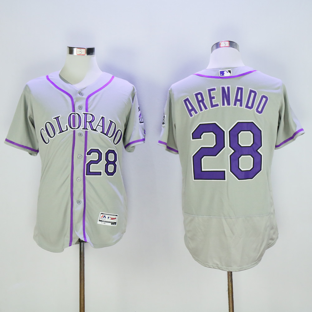 Men Colorado Rockies #28 Arenado Grey Elite MLB Jerseys